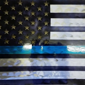 Metal CNC cut Thin Blue Line Flag