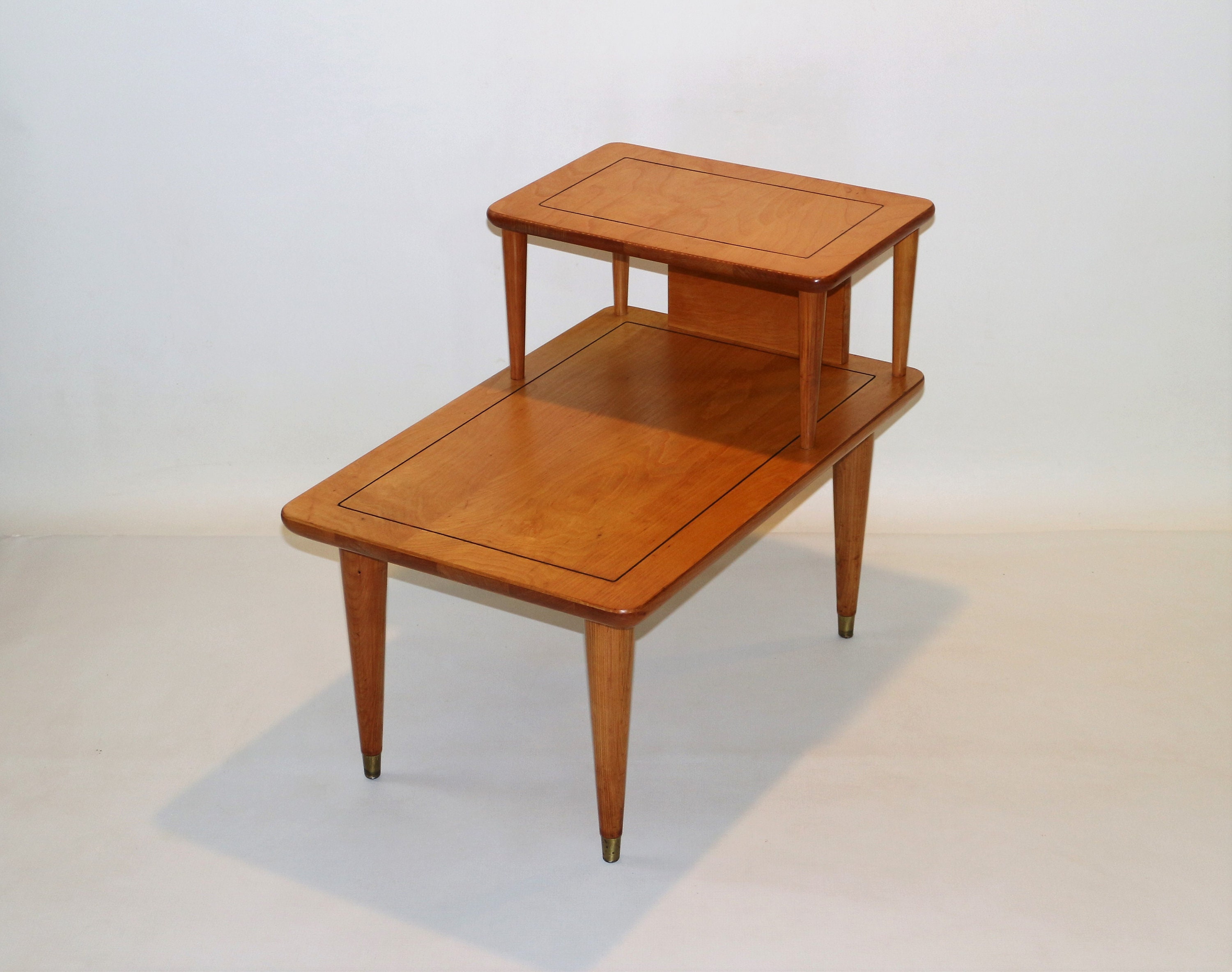 Vintage maple two tier end table Etsy