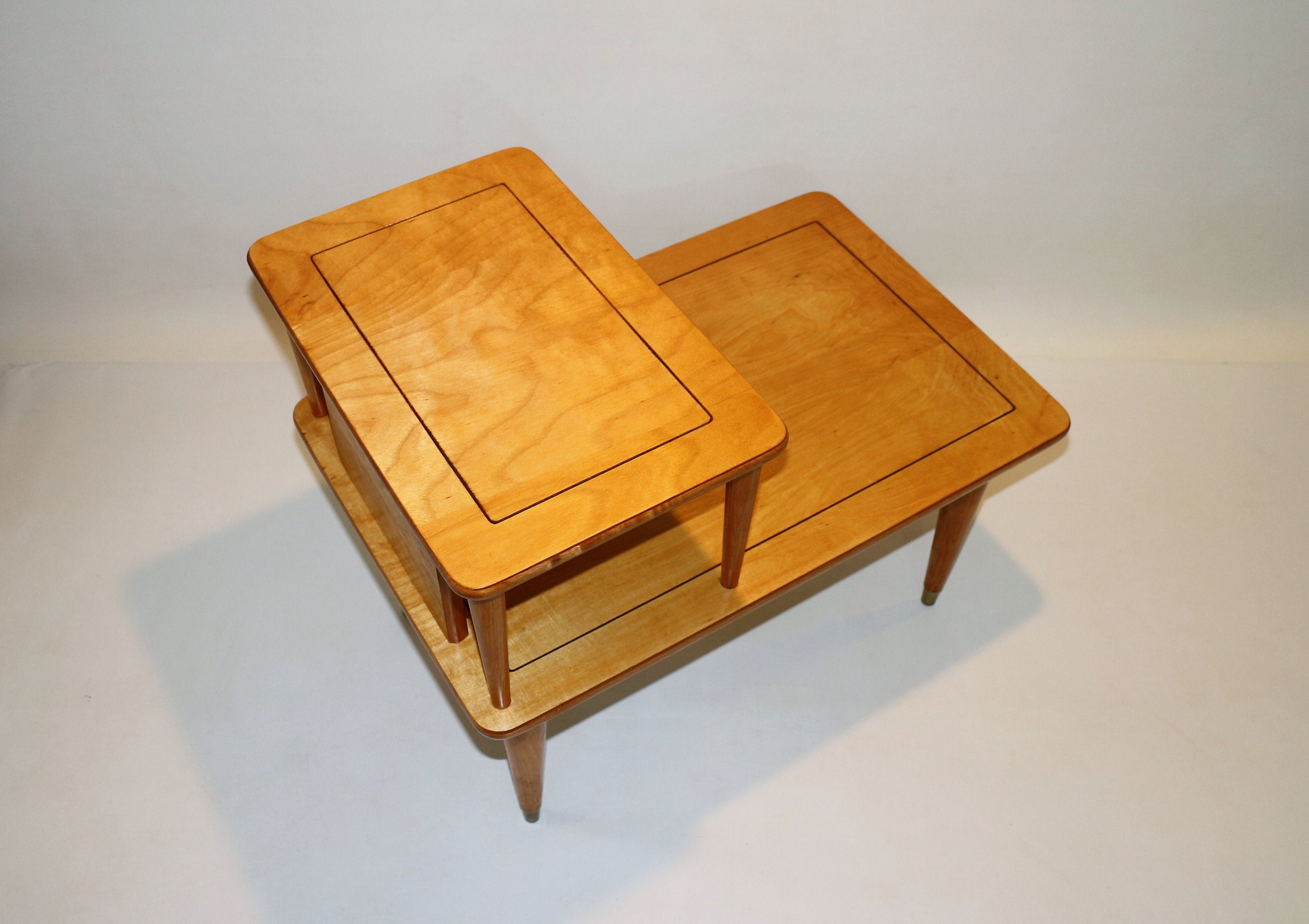 Vintage maple two tier end table Etsy