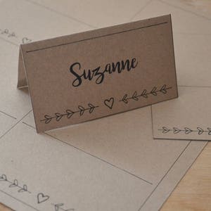 Heart & Leaf Vines Place Cards: Wedding, Shower, Party (Digital Download)