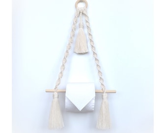 Macrame Toilet Paper roll Holder: Boho Bathroom Decor