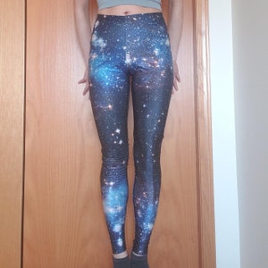 BlackMilk Original Galaxy Print Leggings Size Extra Small Stretchy Milky Way Nylon Yoga Leggings Skinny Fit