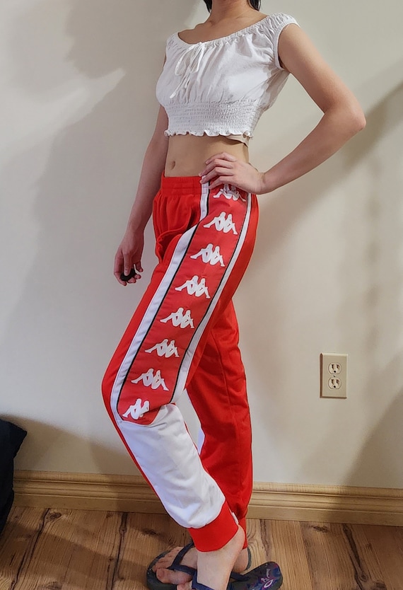 Kappa Womens 222 Banda Red Logo Tape Track Pants Sweatpants Size XS Joggers Vintage Y2K Etsy UK
