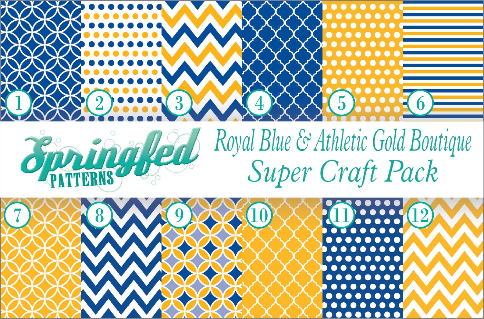Royal Blue & Athletic Gold Boutique Patterns Craft SUPER PACK Etsy