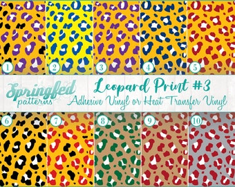 Leopard Print Pattern #3 Assortment #4 Craft Vinyl, Adhesive Vinyl, Glitter and HTV Sheets, Cheetah Spots Print, Team Colors