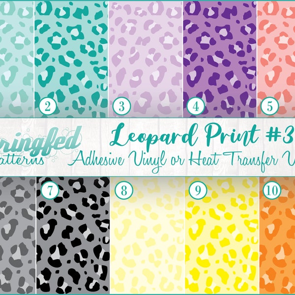 Leopard Print Pattern #3 Assortment #1 Craft Vinyl, Adhesive Vinyl, Glitter and HTV Sheets, Cheetah Spots Print