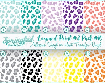 Leopard Print Pattern #3 Assortment #10 Craft Vinyl, Adhesive Vinyl, Glitter and HTV Sheets, Cheetah Spots Print