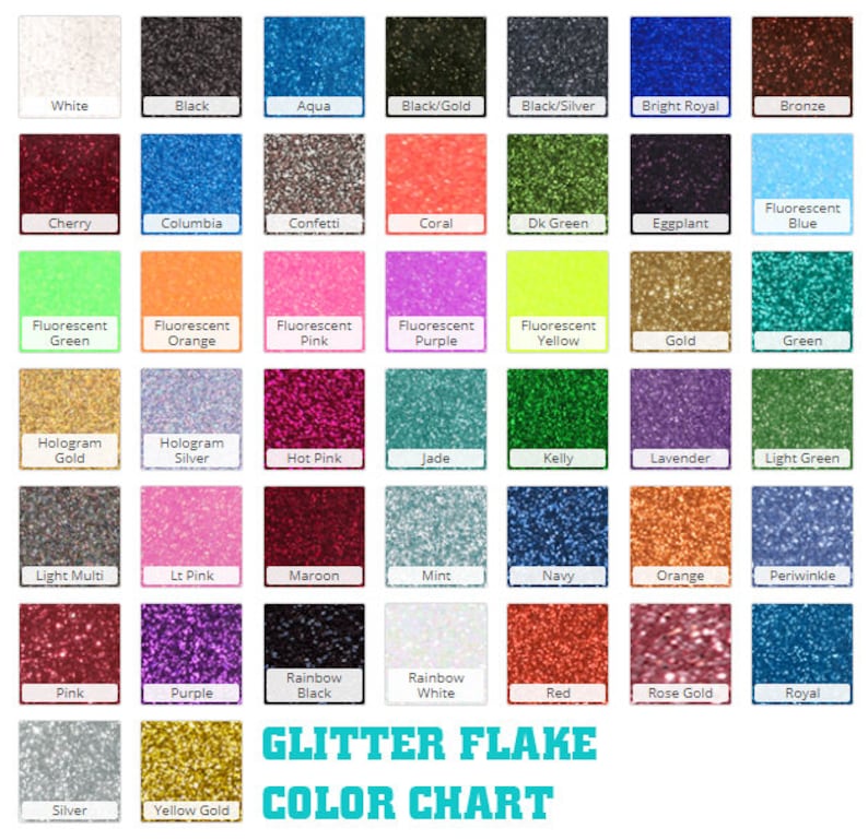 GLITTER Flake HTV Heat Transfer Vinyl Every Color for Shirts Etsy
