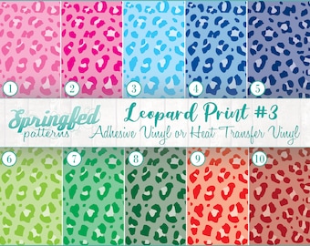 Leopard Print Pattern #3 Assortment #2 Craft Vinyl, Adhesive Vinyl, Glitter and HTV Sheets, Cheetah Spots Print