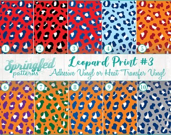 Leopard Print Pattern #3 Assortment #3 Craft Vinyl, Adhesive Vinyl, Glitter and HTV Sheets, Cheetah Spots Print, Team Colors