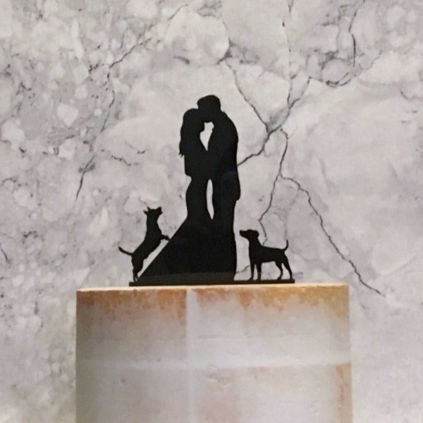 2 Jack Russells Wedding Cake Topper Silhouette with Dogs