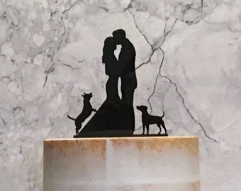 2 Jack Russells Wedding Cake Topper Silhouette with Dogs