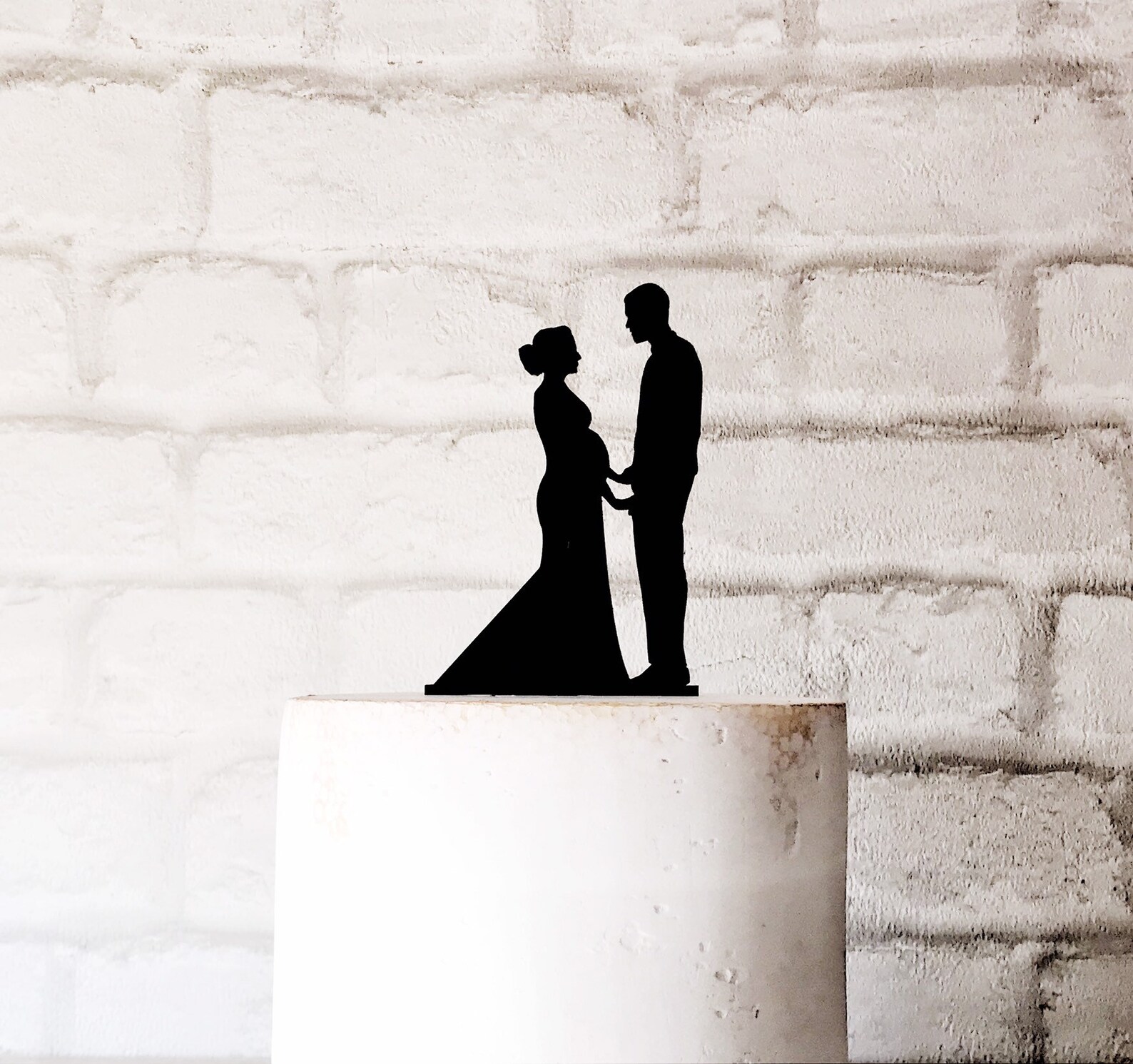 Pregnant Bride and Groom Silhouette Wedding Cake Topper - Etsy