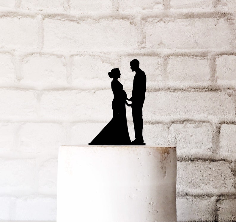 Pregnant Bride and Groom Silhouette Wedding Cake Topper - Etsy