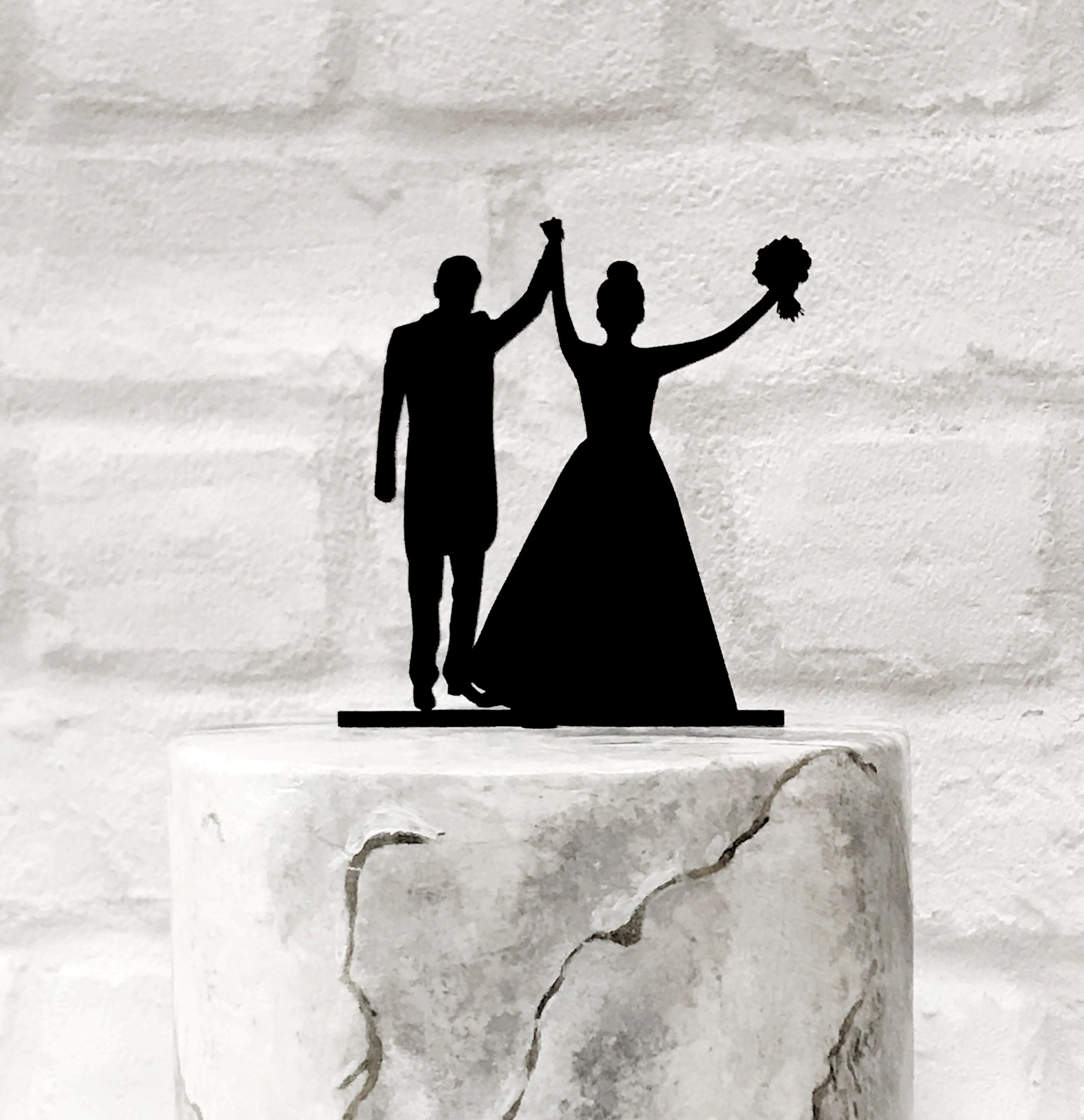 Wedding Cake Topper With Bride and Groom Silhouette With | Etsy