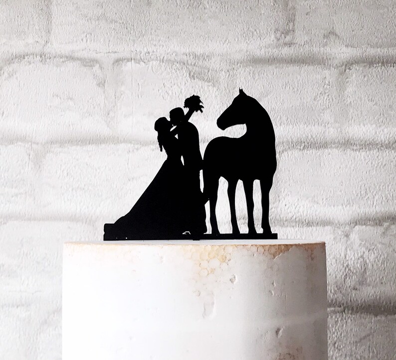 Horse Bride and Groom Silhouette Wedding Cake Topper Decoration - Etsy