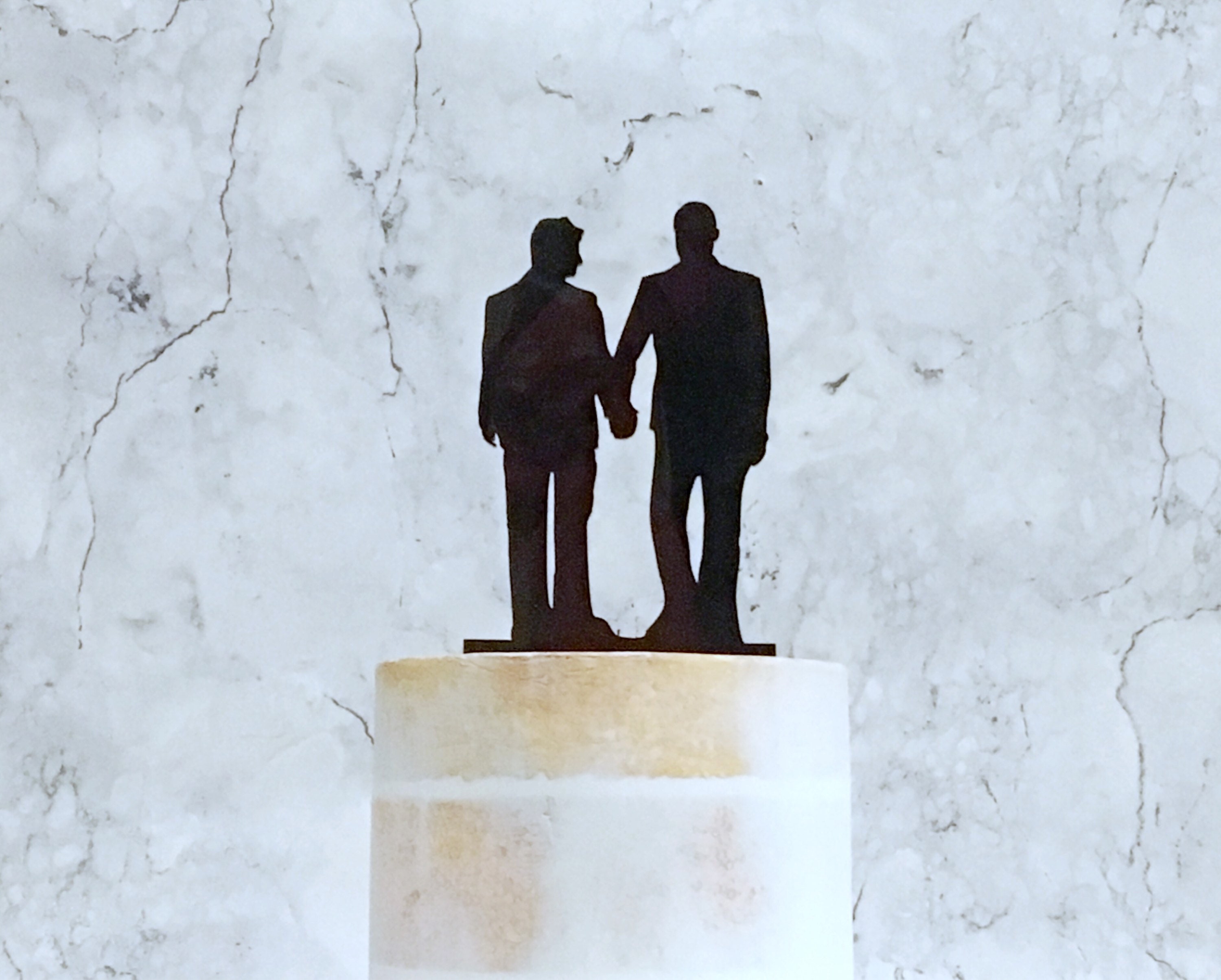 Two Grooms Silhouette Wedding Cake Topper Etsy