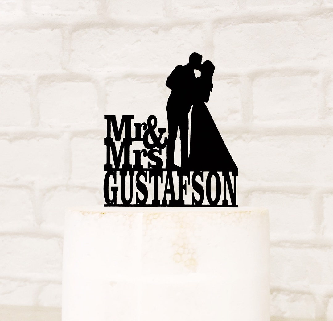 Personalised Bride and Groom Silhouette Wedding Cake Topper - Etsy