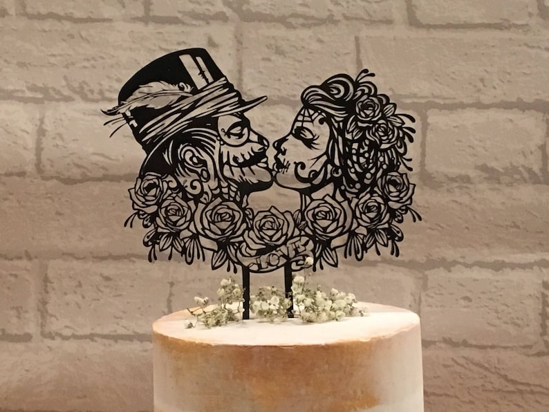 Rockabilly Wedding Cake Topper Sugar Skull Cake Topper Etsy Rockabilly Wedding Cake Topper Sugar Skull Cake Topper Etsy