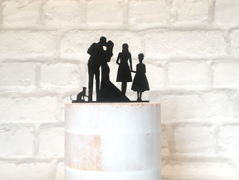 Family Wedding Cake Topper, Silhouette Topper With Bride Groom 2 Girls ...