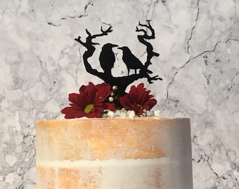 Raven Cake Topper, Gothic Wedding Cake Decor, Nevermore Cake Topper, Black Acrylic Cake Topper, Crow Decoration