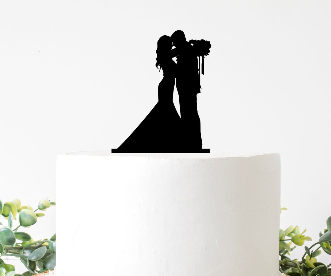 Bride and Groom Silhouette Wedding Cake Topper - Etsy