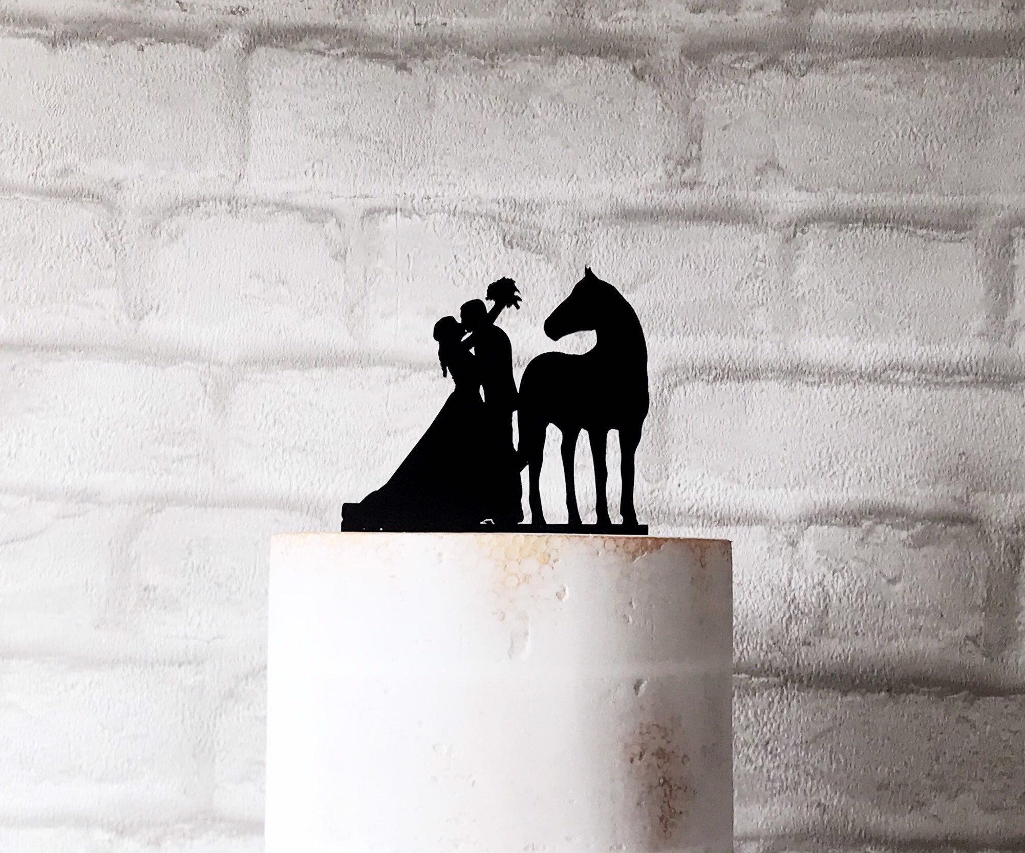 Horse Bride and Groom Silhouette Wedding Cake Topper Decoration - Etsy