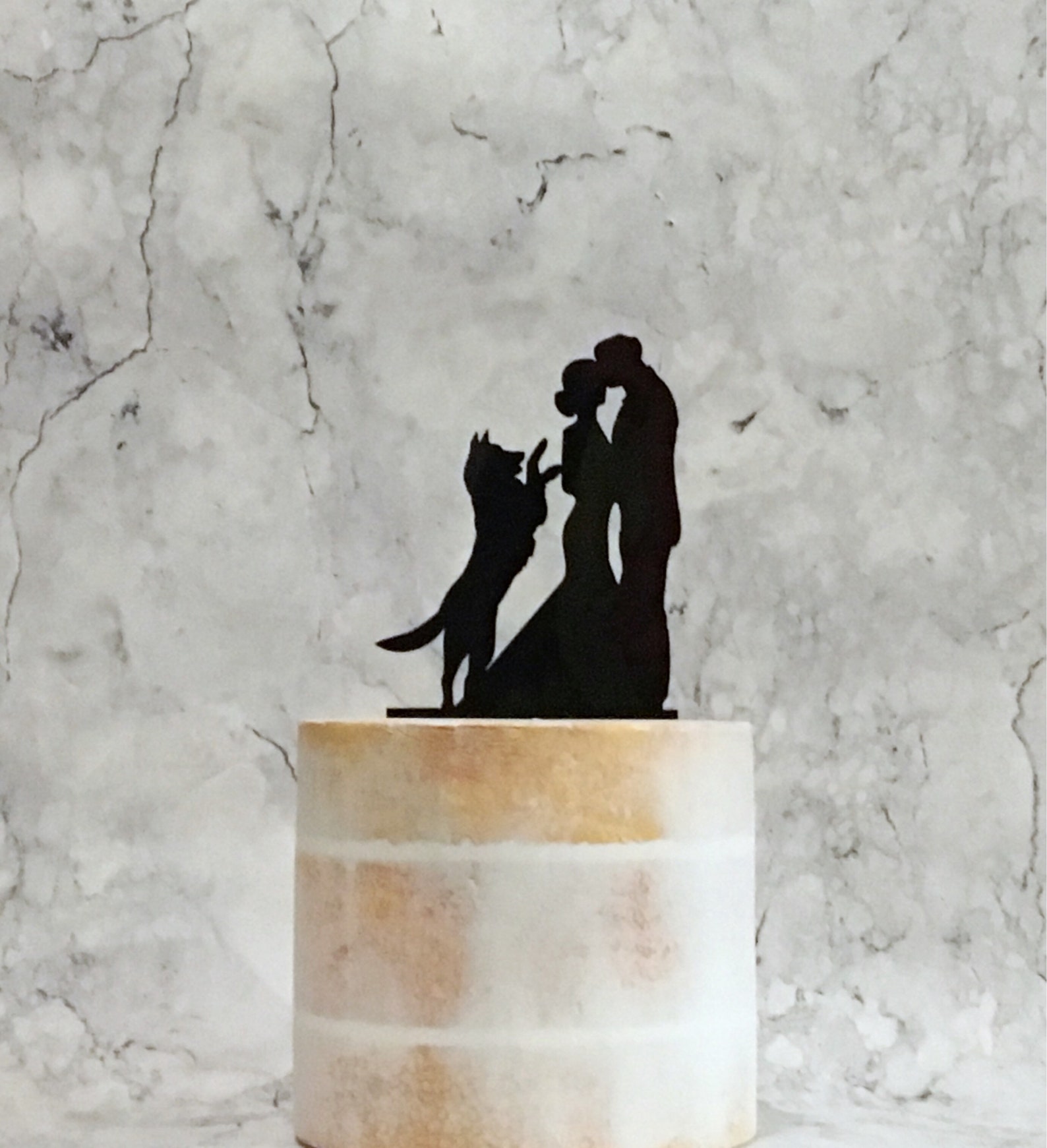 Bride and Groom Silhouette Wedding Cake Topper With German Shepherd - Etsy