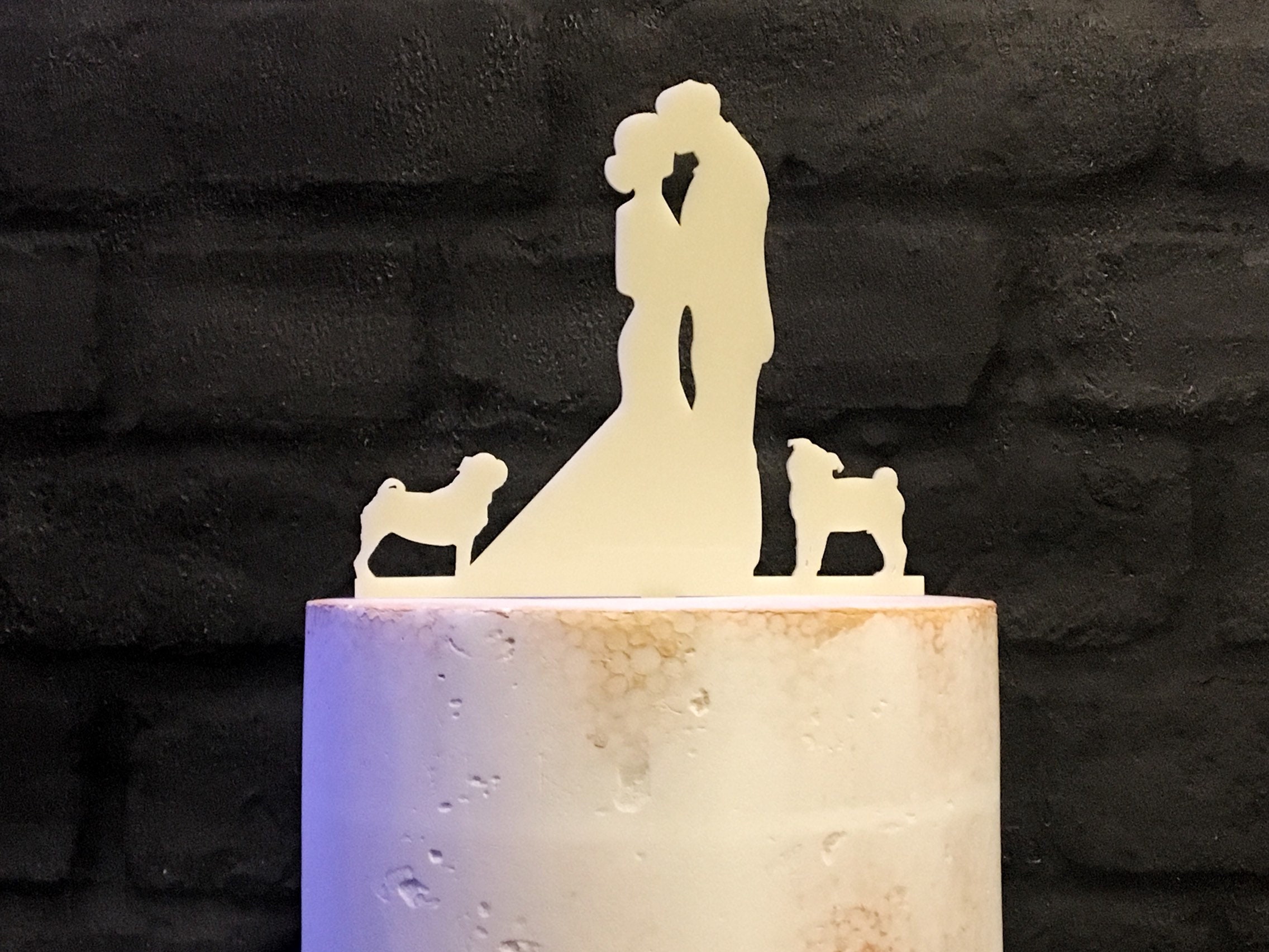 Acrylic Silhouette Wedding Cake Topper With Kissing Bride and Groom and ...