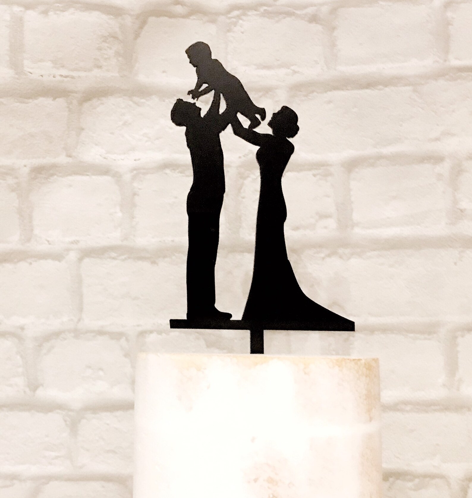 Bride Groom and Toddler Family Wedding Cake Topper - Etsy