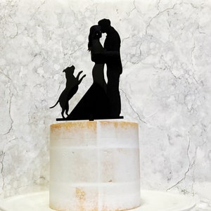 Staffy Dog Wedding Cake Topper: Acrylic Silhouette