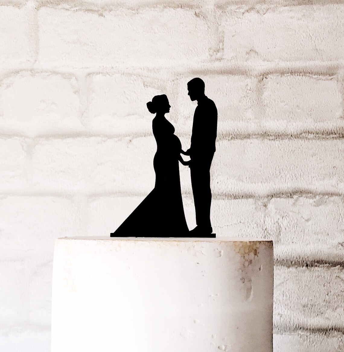 Pregnant Bride and Groom Silhouette Wedding Cake Topper - Etsy