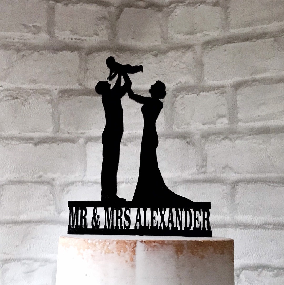 Family Wedding Cake Topper With Bride Groom and Baby - Etsy