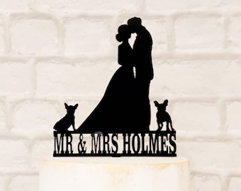 French Bulldog Wedding Cake Topper with 2 Dogs