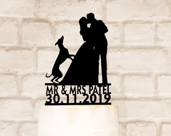 Greyhound Hochzeitstorte Topper Acryl SIlhouette Dekoration