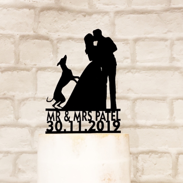 Greyhound Wedding Cake Topper Acrylic SIlhouette Decoration