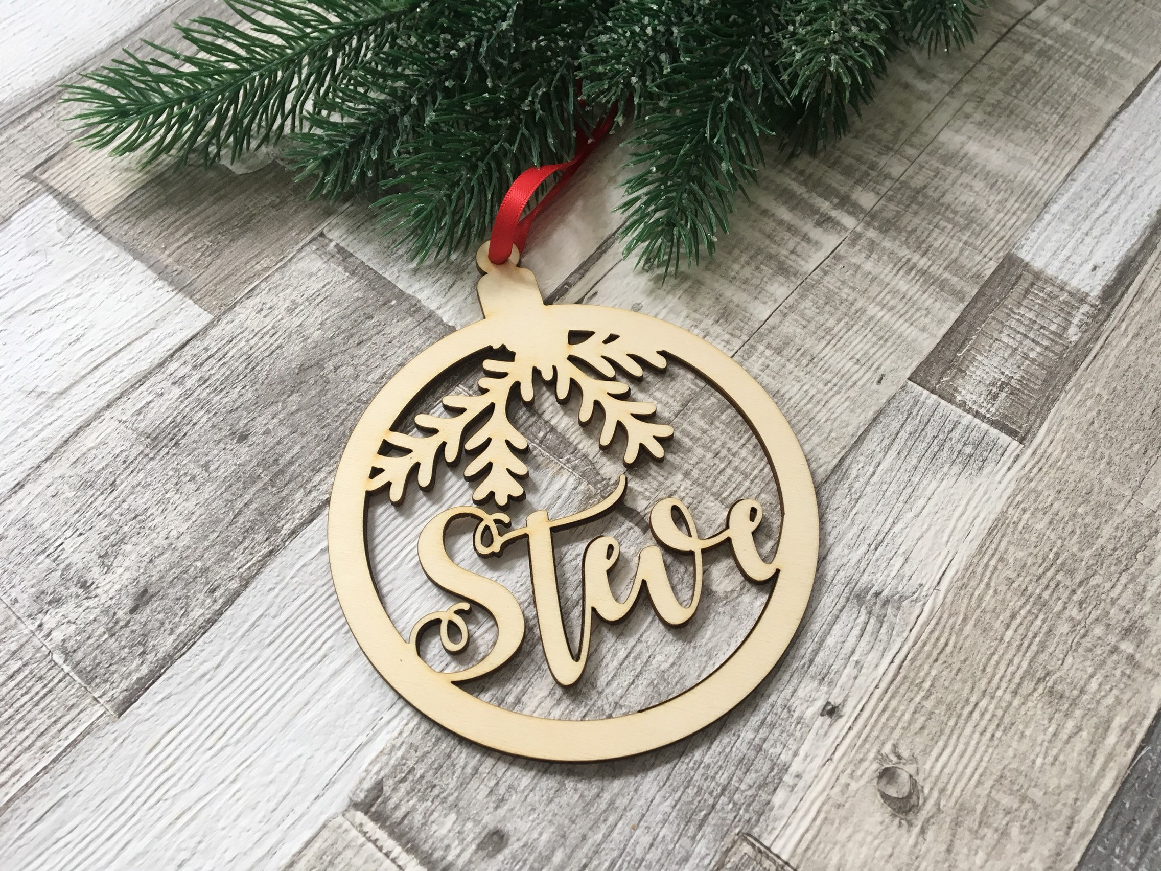 personalised wood ornament Customisable baubles laser cut name decoration