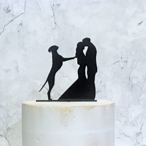 Décoration de gâteau de mariage dogue allemand, silhouette de chien marié marié, décoration de gâteau en acrylique
