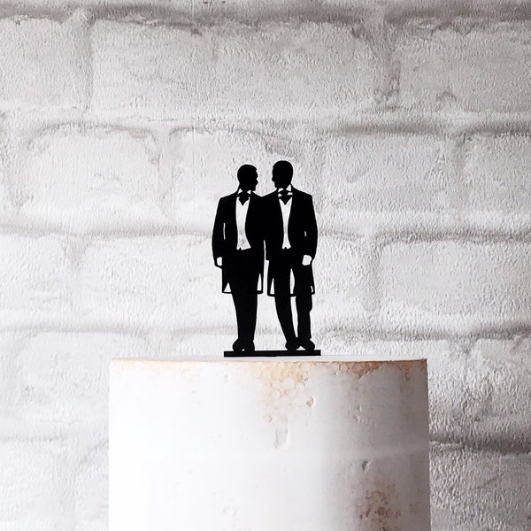 2 mariés Silhouette de gâteau de mariage, Mr & Mr de gâteau, mariage gay, LGBT, gâteau de mariage pour couple masculin, couple gay, LGBTQ +