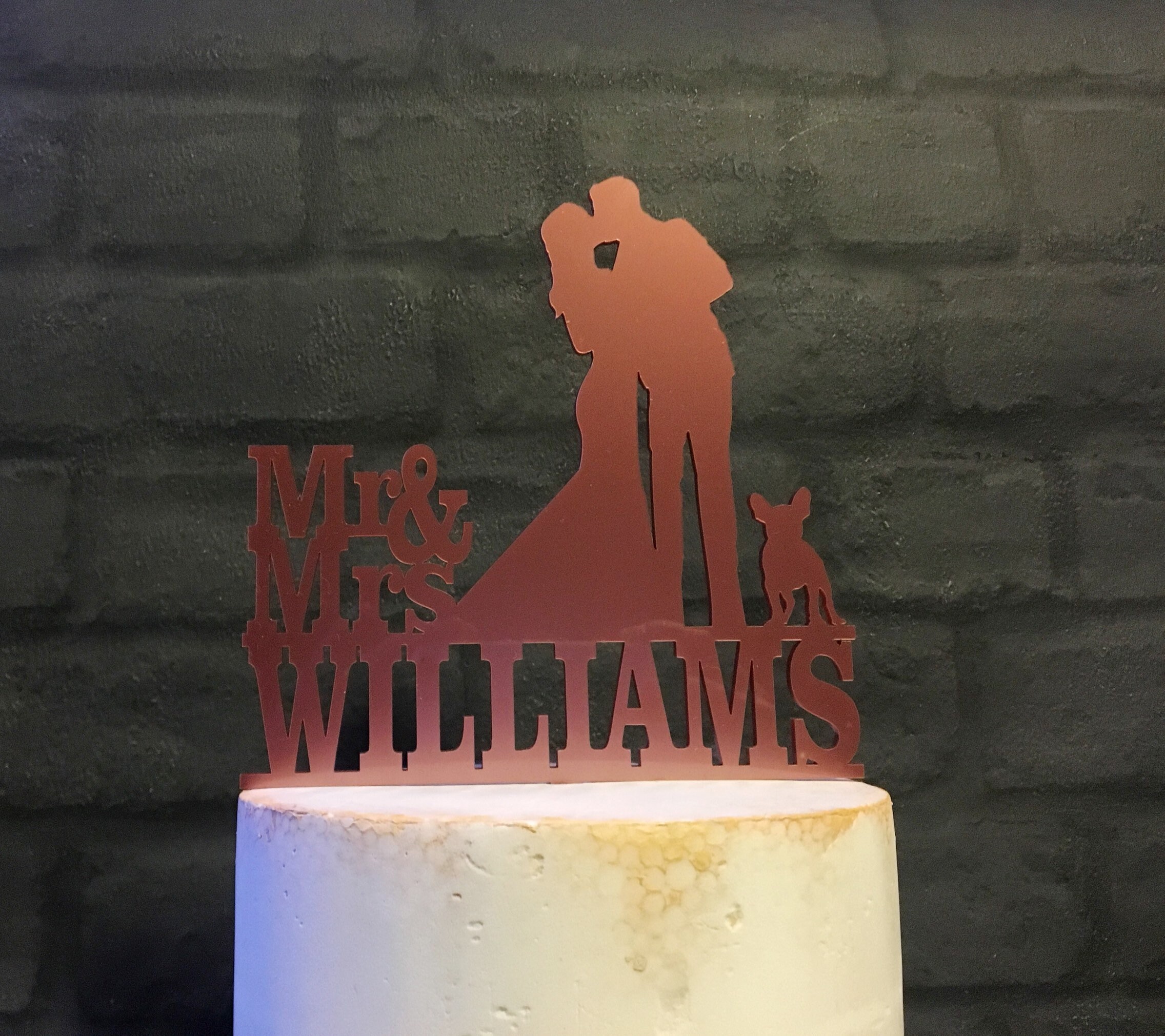 Rose Gold Wedding Cake Topper With Kissing Bride and Groom and | Etsy UK