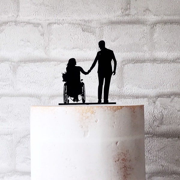 Wheelchair Silhouette Wedding Cake Topper Acrylic Decoration