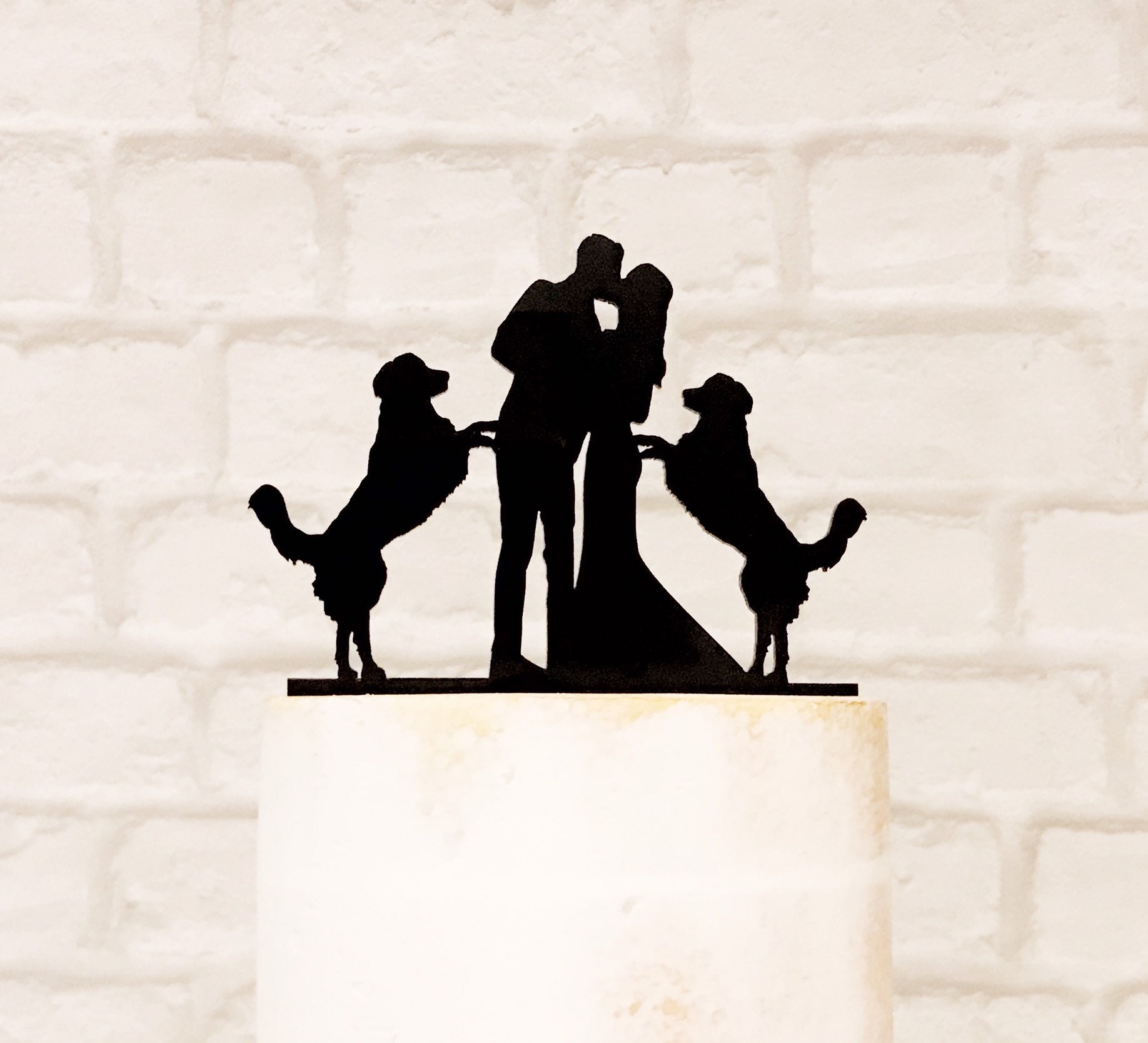 Wedding Cake Topper With Bride and Groom and 2 Golden | Etsy