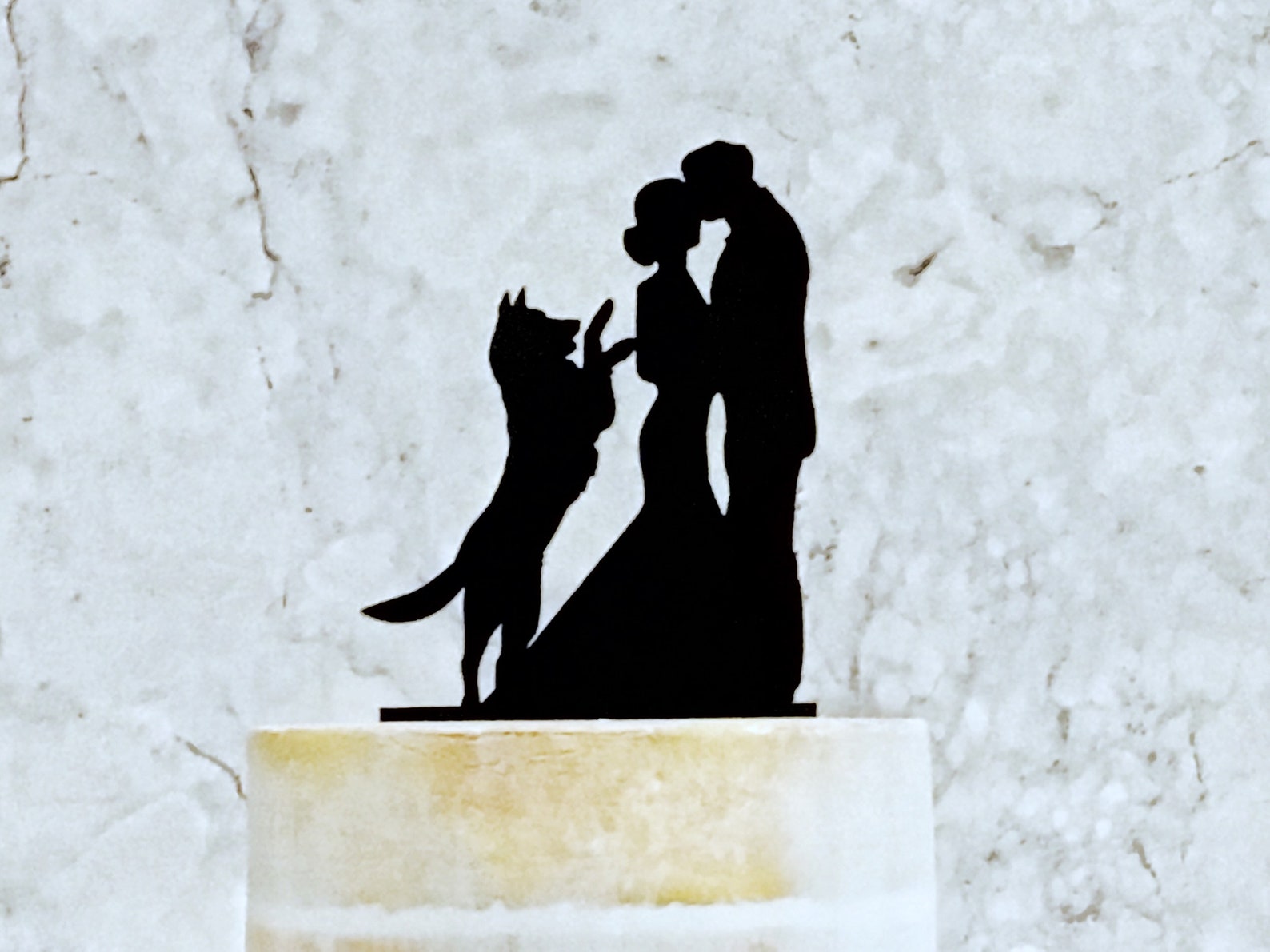 Bride and Groom Silhouette Wedding Cake Topper With German Shepherd - Etsy