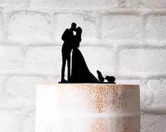 Guinea Pig Wedding Cake Topper With Bride Groom and 2 Guineas Silhouette