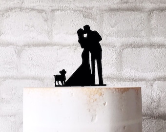 Yorkshire Terrier Dog Wedding Cake Topper Silhouette