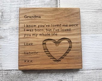 Personalised Oak Coaster Letterbox Gift, Grandad Present, Father's Day, New Mum