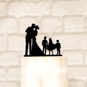 Family Wedding Cake Topper With 3 Children, Bride Groom 2 Boys and ...