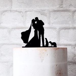 Ferret Wedding Cake Topper With Bride Groom and 2 Ferrets Silhouette image 4