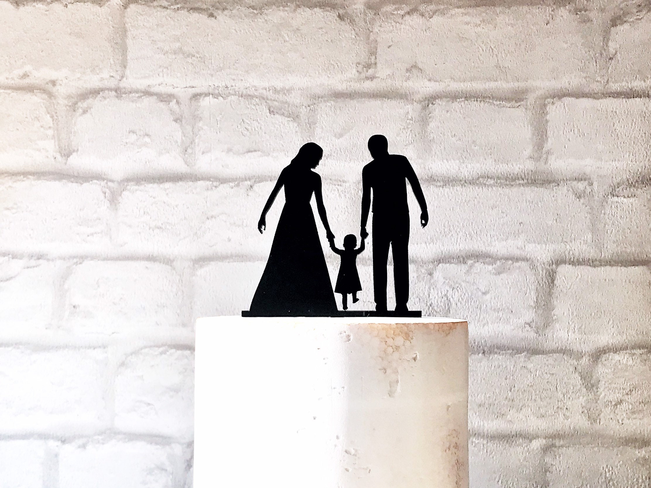 Bride Groom and Little Girl Toddler Family Silhouette Wedding Cake ...