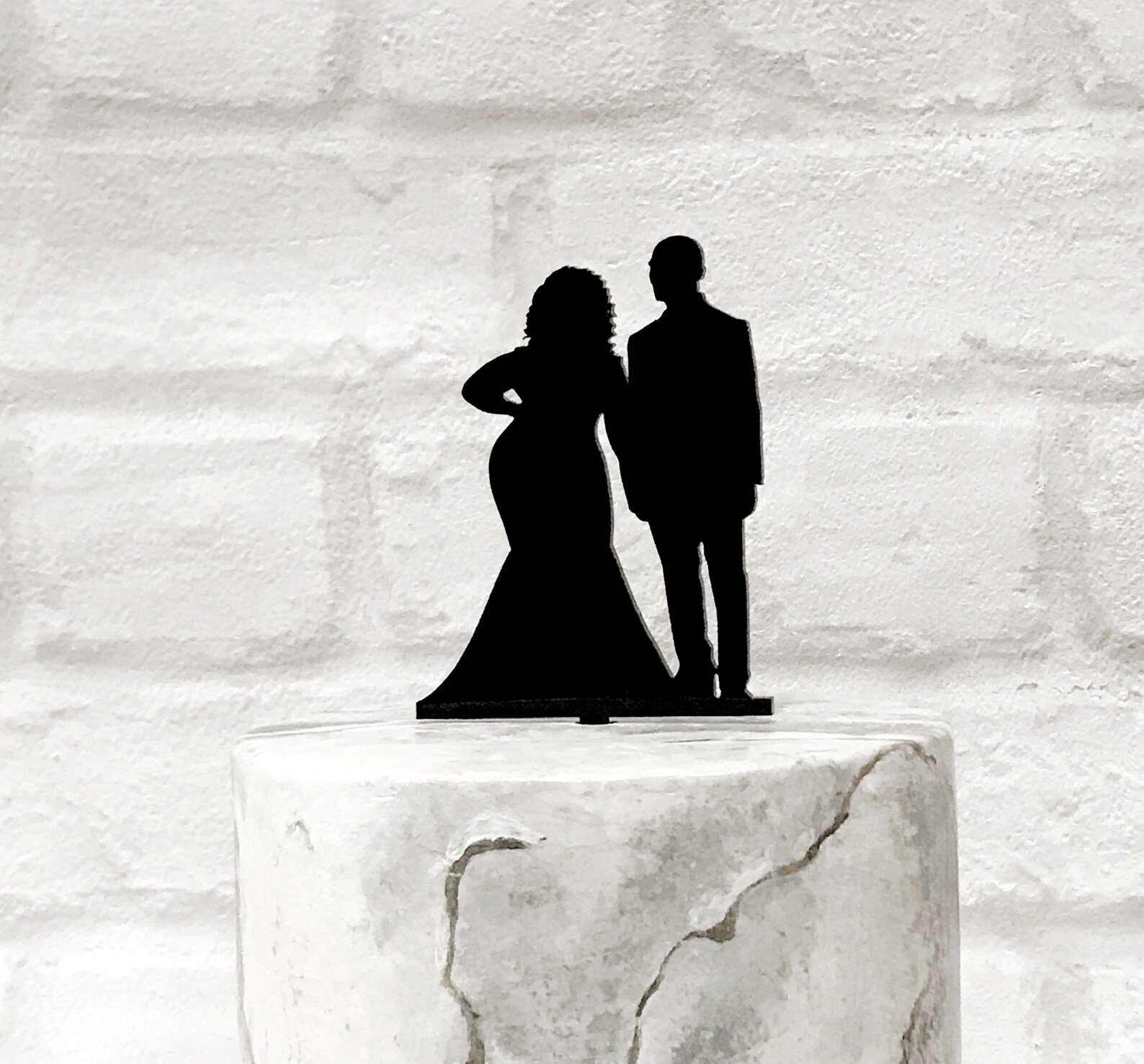 Plus Size Curvy Bride and Groom Silhouette Wedding Cake Topper - Etsy